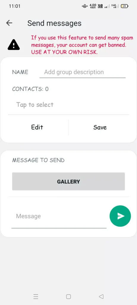 You can send same message to multiple contacts at a time.