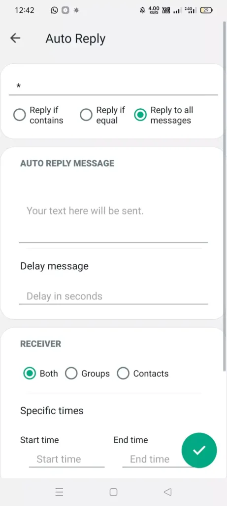 In WhatsApp Gold you can set auto reply when you are busy.